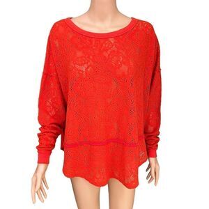 Free People Not Cold in This Lace Sweater Top Size Small